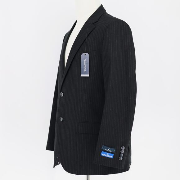 Nautica Men's Black Stripe Stretch Gaff Formal Modern-Fit Suit Blazer Size 42R - Picture 5 of 7